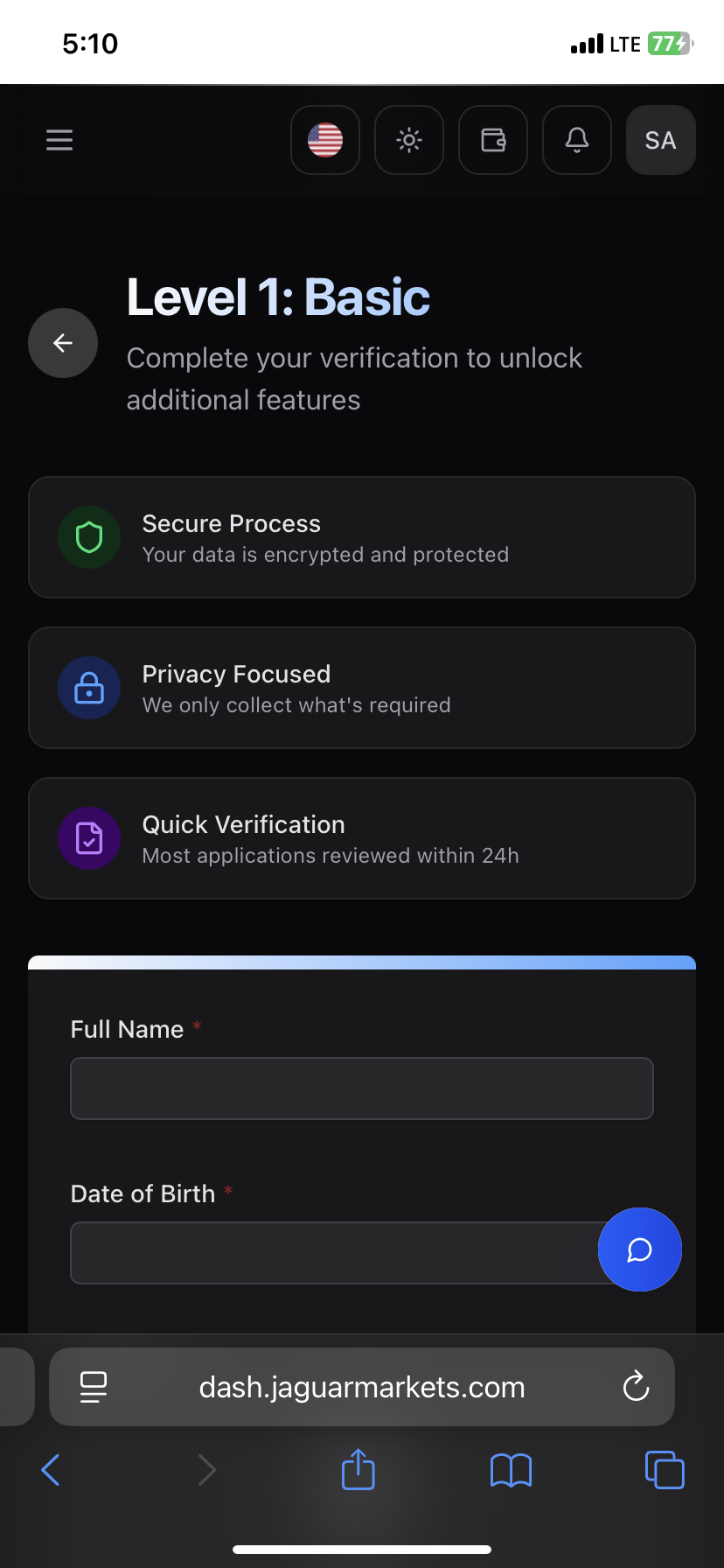 KYC verification screenshot