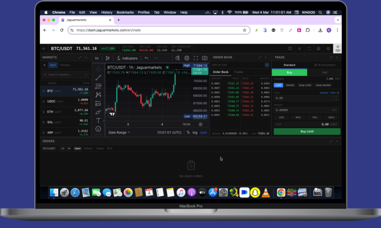 Spot trading page screenshot